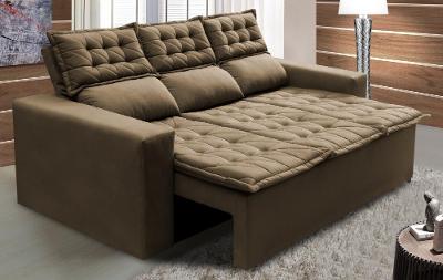 Sofá 3 Lugares Retrátil e Reclinável Cama inBox Slim 2,00m Velusoft Castor