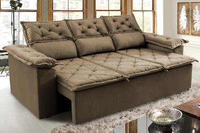 Sofá 3 Lugares Retrátil e Reclinável Cama inBox Compact 2,00m Velusoft Castor