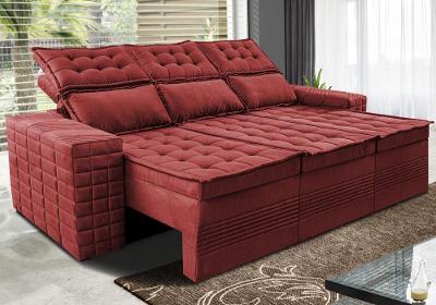 Sofá 3 Lugares Retrátil e Reclinável Cama inBox Senses 2,00m Velusoft Vermelho