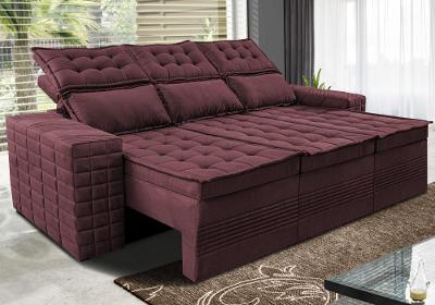Sofá 3 Lugares Retrátil e Reclinável Cama inBox Senses 2,00m Velusoft Vinho