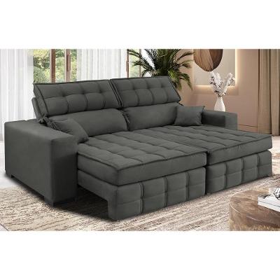 Sofá Retrátil e Reclinável 1,80m Molas Ensacadas e Costura Tripla Cama inBox Nobre Suede Cinza