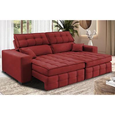 Sofá Retrátil e Reclinável 1,80m Molas Ensacadas e Costura Tripla Cama inBox Nobre Suede Vermelho