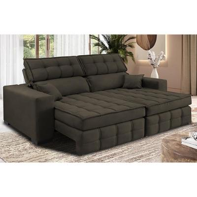 Sofá Retrátil e Reclinável 1,80m Molas Ensacadas e Costura Tripla Cama inBox Nobre Suede Café