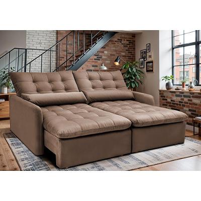 Sofá Sem Caixa Retrátil 1,80m SoftGel Celeste Velusoft Castor Cama inBox