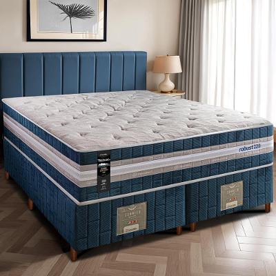 Cama Box King Colchão Robust 220 + Box 193x203x70 Molas Ensacadas e Espuma D45 Cama inBox