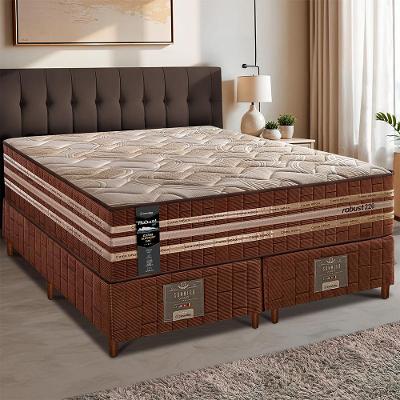 Cama Box King Colchão Robust Gel 220 + Box 193x203x76 Molas Ensacadas e Espuma D45 Cama inBox