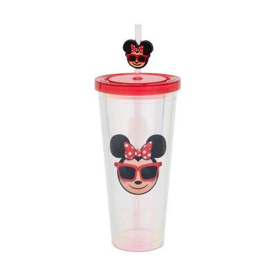 Copo com Canudo Pingente Minnie Emoji