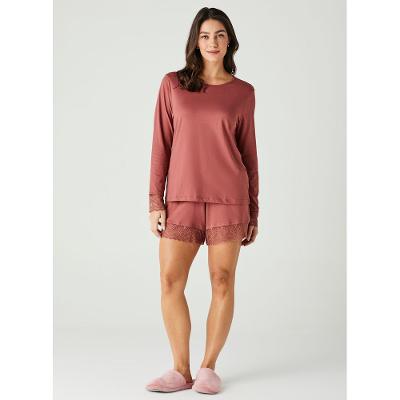 Shorts de Pijama de Algodão com Renda 20702