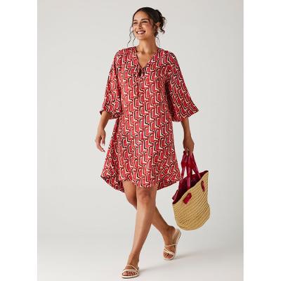 Vestido de Praia Curto Viscose com Linho 15607