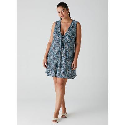 Vestido de Praia Curto Decotado Estampado 15605