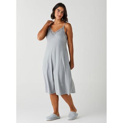 Camisola Midi de Alcinha de Algodão com Renda 23701