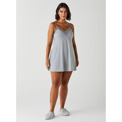 Camisola Curta de Alcinha de Algodão com Renda 23700