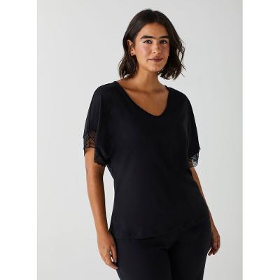 Camiseta de Pijama Manga Curta de Algodão com Renda 21702