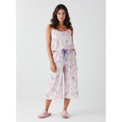 Calça de Pijama de Algodão Pantacourt Estampada 27707