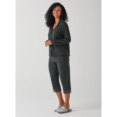 Calça de Pijama Cropped de Algodão com Renda 20700