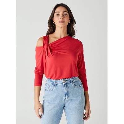 Blusa Manga Longa Drapeada Fashion 21826