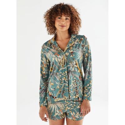 Blusa de Pijama de Botão Manga Longa 28803
