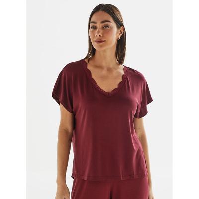 Blusa de Pijama Manga Curta com Renda 21556