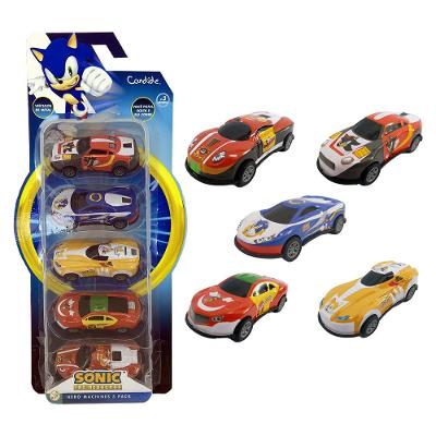 Kit com 5 Mini Veículos Pull Back Sonic