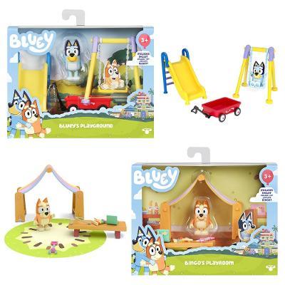 Kit 2 Mini Playsets Bluey - Parquinho da Bluey (7909A) + Quarto da Bingo (7909B)