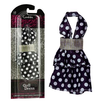 Vestido Para Boneca - Basic Doll Dress - Preta com bolinha
