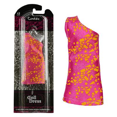 Vestido Para Boneca - Basic Doll Dress - Rosa com Amarelo