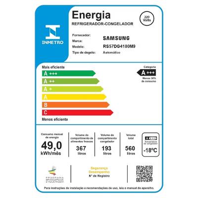 Geladeira Samsung Side by Side Inox 560L 220V RS57DG4100M9BZ