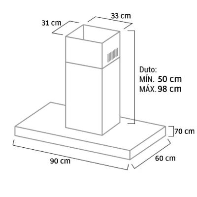 Coifa de Ilha Suggar Granada Touch 90 cm Inox 220V TP0792IX