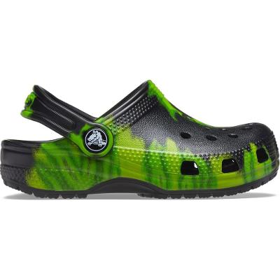 Crocs classic tie dye graphic clog kids  black/lime punch