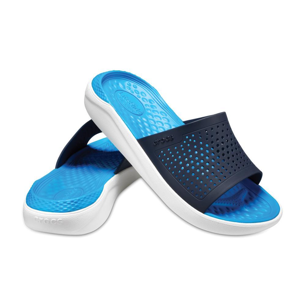 Chinelo crocs literide slide navy/white - 2
