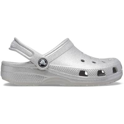 Sandália crocs classic clog glitter juvenil 
 silver glitter