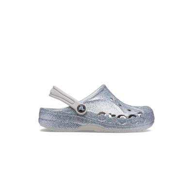 Sandália crocs baya glitter clog  silver