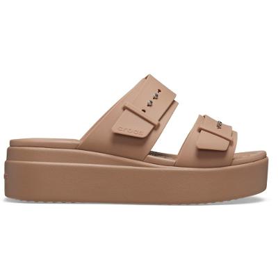 Sandália crocs brooklyn sandal lowwdg latte