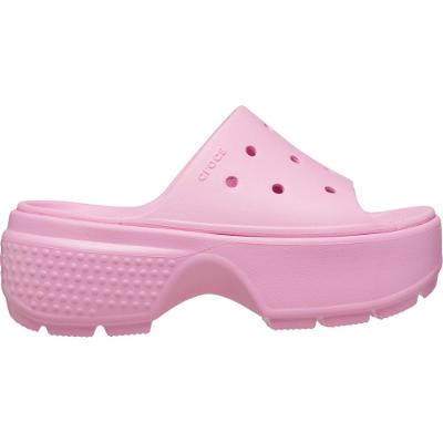 Sandália crocs stomp slide pink tweed