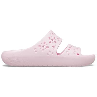 Sandália crocs classic floral cut out sandal pink milk