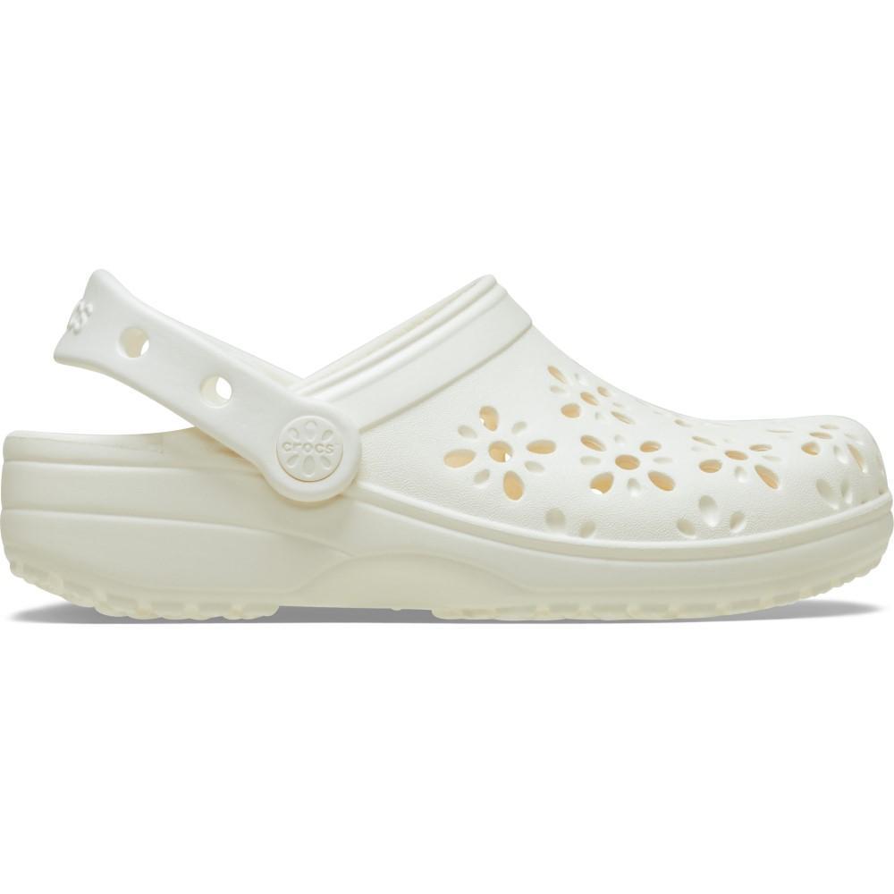 Sandália crocs classic floral cut out clog k chalk - 2