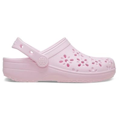 Sandália crocs classic floral cut out clog k pink milk