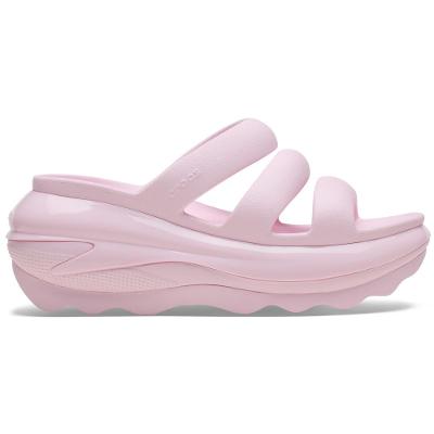 Sandália crocs classic mega crush triple strap pink milk