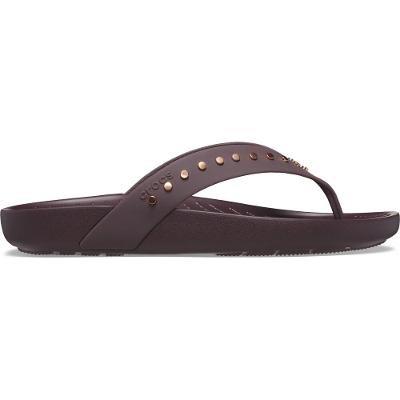 Chinelo crocs splash studded flip dark cherry