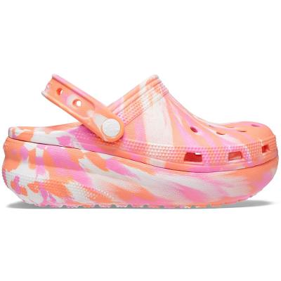 Sandália crocs marbled cutie clog infanto juvenil papaya/multi
