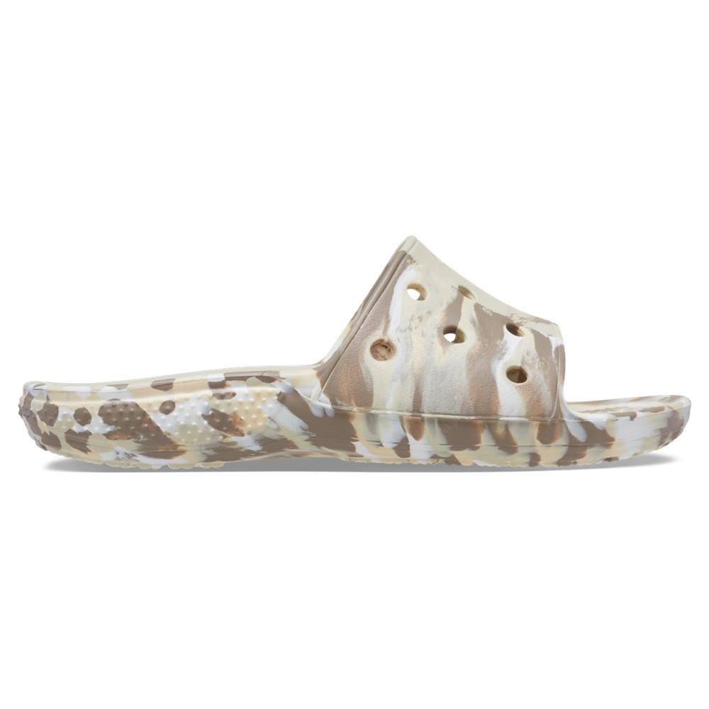 Chinelo crocs classic marbled slide bone/multi - 4