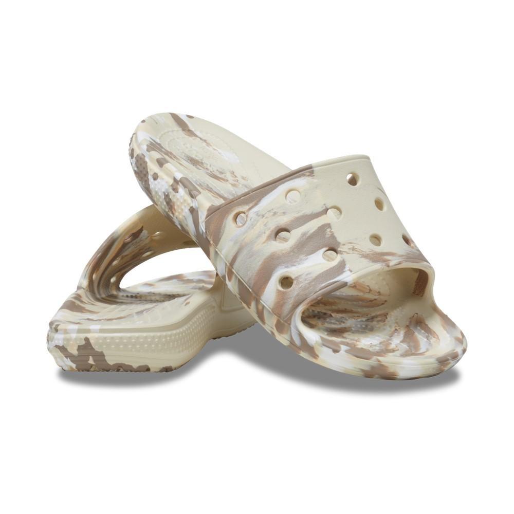 Chinelo crocs classic marbled slide bone/multi - 3