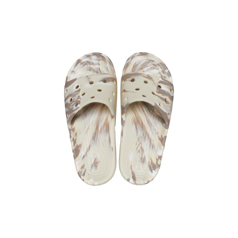Chinelo crocs classic marbled slide bone/multi - 1