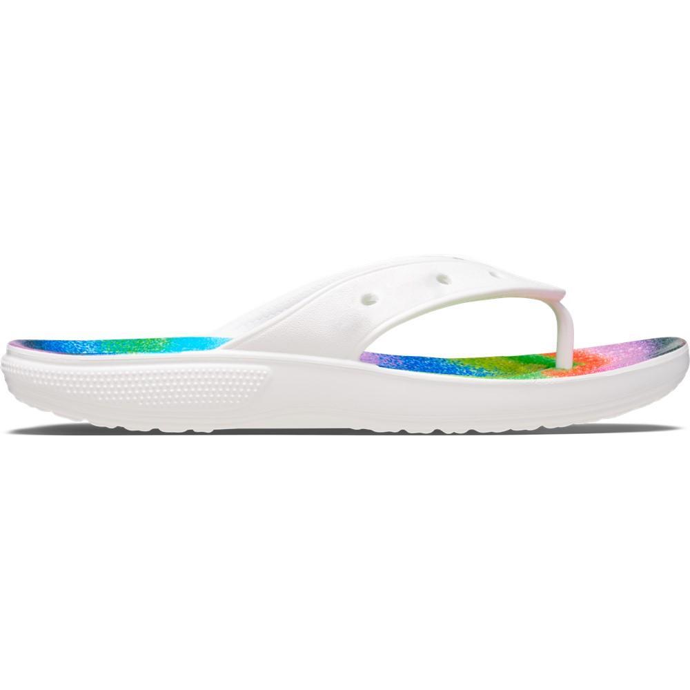 Chinelo crocs classic spary dye flip white/multi - 1