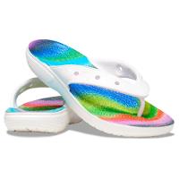 Chinelo crocs classic spary dye flip white/multi - 7