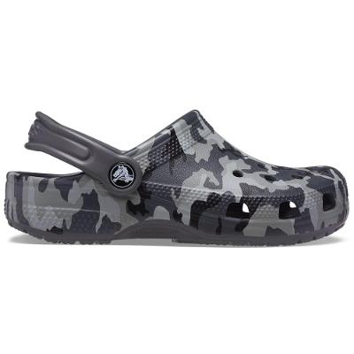 Sandália crocs classic camo clog kidst black/grey