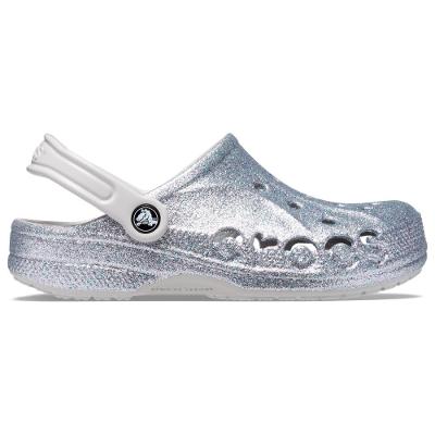 Sandália baya glitter clog silver glitter