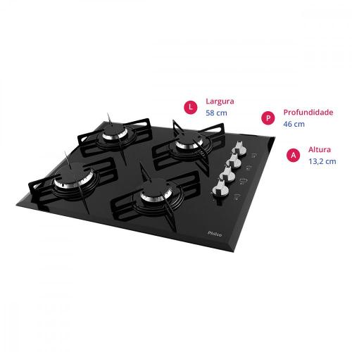 Cooktop 4 Bocas Philco a Gás Cook Chef 4