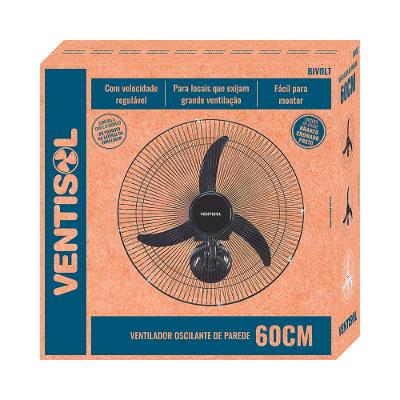 Ventilador de Parede Oscilante 60cm Premium Ventisol Preto 127V
