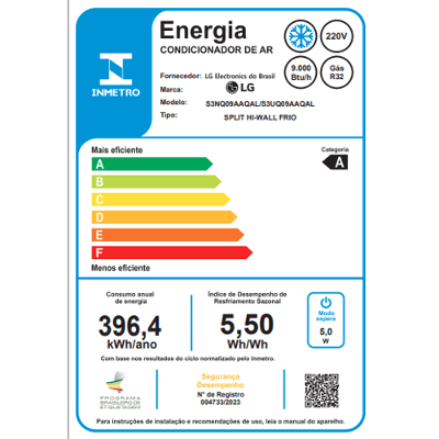Ar Condicionado Split Hi Wall LG Dual Inverter Compact AI 9.000 Btus Frio 220v R-32